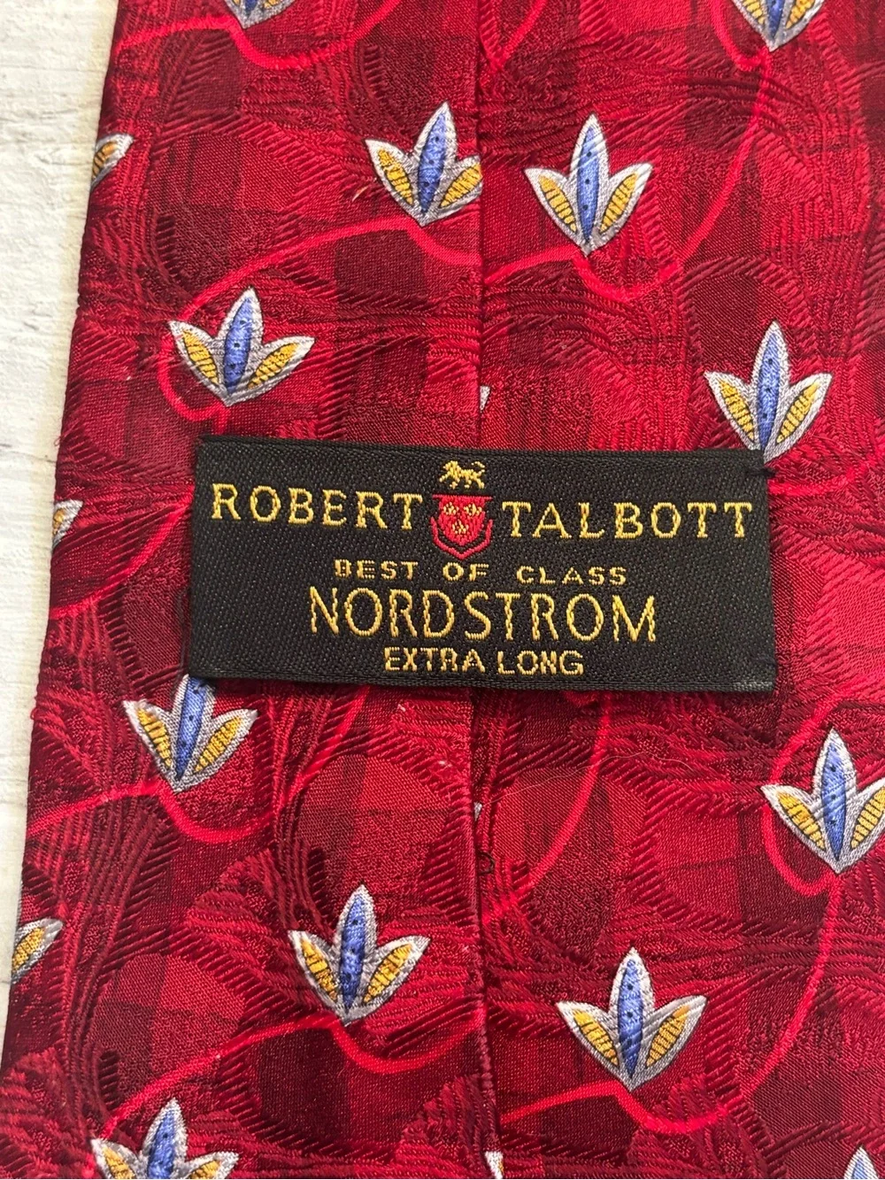 Vintage Robert Talbott Best of Class Red Abstract Floral Extra Long Tie
